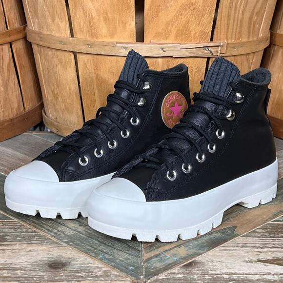 Converse CTAS Lugged Winter Retrograde Gore-Tex Black Leather Boots Womens 6.5 - Picture 3 of 11